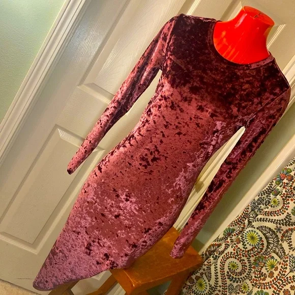 MICHAEL MICHAEL KORS Velur Purple Velvet Long Sleeve Dress - Picture 4 of 11